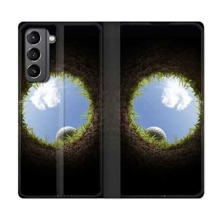 Housse Cuir Portefeuille Pour Samsung Galaxy S21 Golf Trou