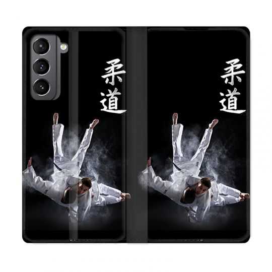 Housse Cuir Portefeuille Pour Samsung Galaxy S21 Judo Noir