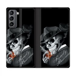 Housse Cuir Portefeuille Pour Samsung Galaxy S21 Tete de Mort family business