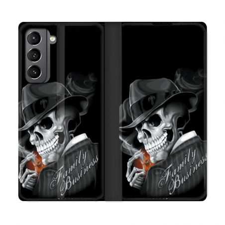 Housse Cuir Portefeuille Pour Samsung Galaxy S21 Tete de Mort family business