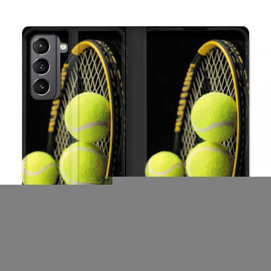Housse Cuir Portefeuille Pour Samsung Galaxy S21 Tennis Balls
