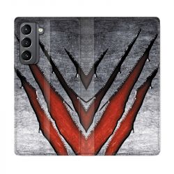 Housse Cuir Portefeuille Pour Samsung Galaxy S21 Texture Beton
