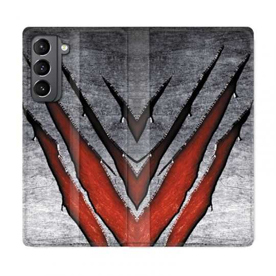Housse Cuir Portefeuille Pour Samsung Galaxy S21 Texture Beton