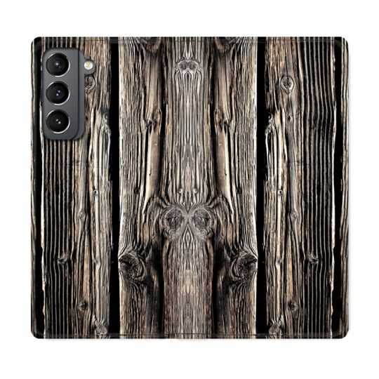 Housse Cuir Portefeuille Pour Samsung Galaxy S21 Texture Bois