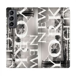 Housse Cuir Portefeuille Pour Samsung Galaxy S21 Amerique USA New York