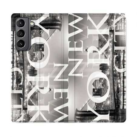Housse Cuir Portefeuille Pour Samsung Galaxy S21 Amerique USA New York