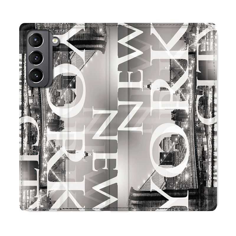 Housse Cuir Portefeuille Pour Samsung Galaxy S21 Amerique USA New York