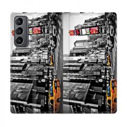 Housse Cuir Portefeuille Pour Samsung Galaxy S21 Amerique USA New York Taxi