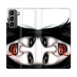 Housse Cuir Portefeuille Pour Samsung Galaxy S21 Vampire Blanc