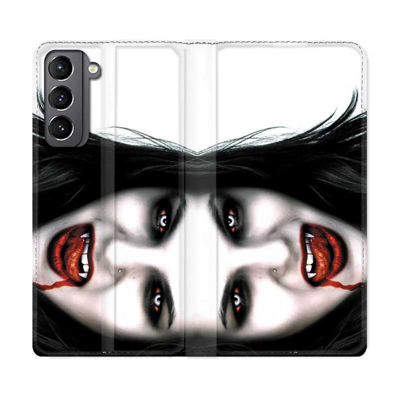 Housse Cuir Portefeuille Pour Samsung Galaxy S21 Vampire Blanc