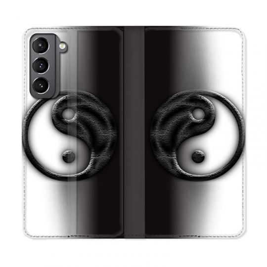 Housse Cuir Portefeuille Pour Samsung Galaxy S21 Yin Yang 3d