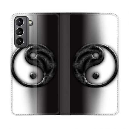 Housse Cuir Portefeuille Pour Samsung Galaxy S21 Yin Yang 3d