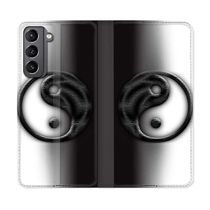 Housse Cuir Portefeuille Pour Samsung Galaxy S21 Yin Yang 3d