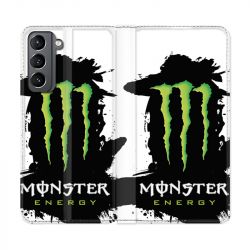 Housse Cuir Portefeuille Pour Samsung Galaxy S21 Monster Energy Tache