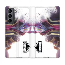 Housse Cuir Portefeuille Pour Samsung Galaxy S21 Fortnite Blanc