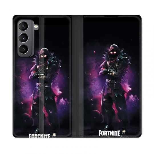 Housse Cuir Portefeuille Pour Samsung Galaxy S21 Fortnite Raven