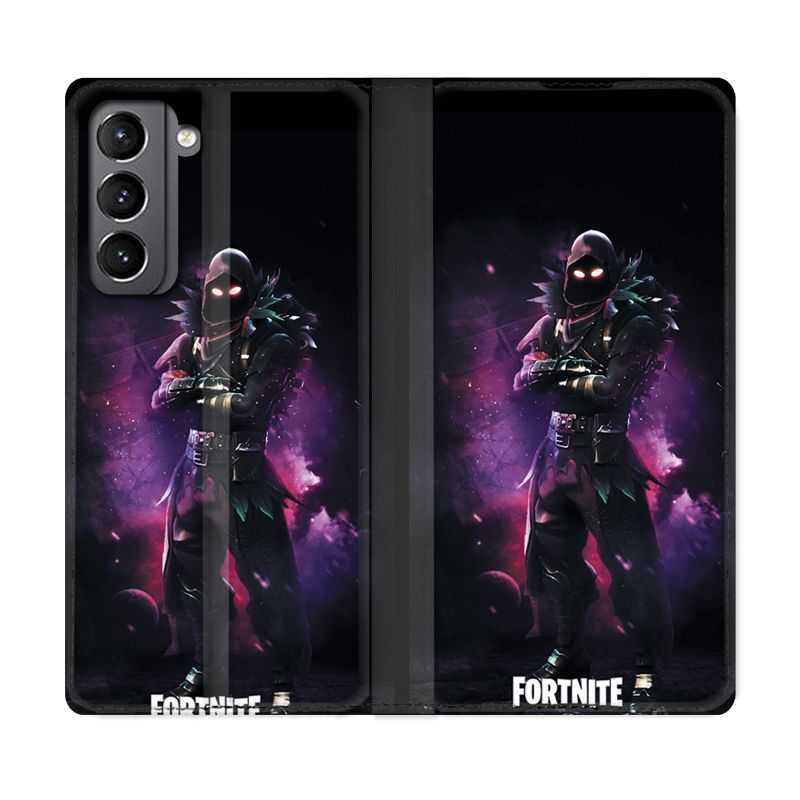 Housse Cuir Portefeuille Pour Samsung Galaxy S21 Fortnite Raven