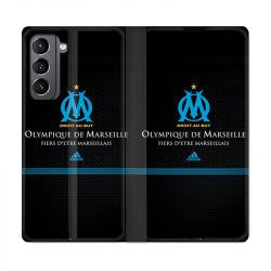 Housse Cuir Portefeuille Pour Samsung Galaxy S21 Olympique Marseille OM Fier etre Marseillais