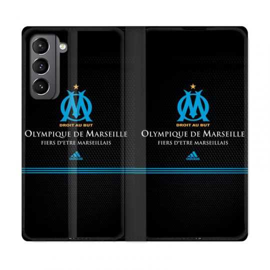Housse Cuir Portefeuille Pour Samsung Galaxy S21 Olympique Marseille OM Fier etre Marseillais