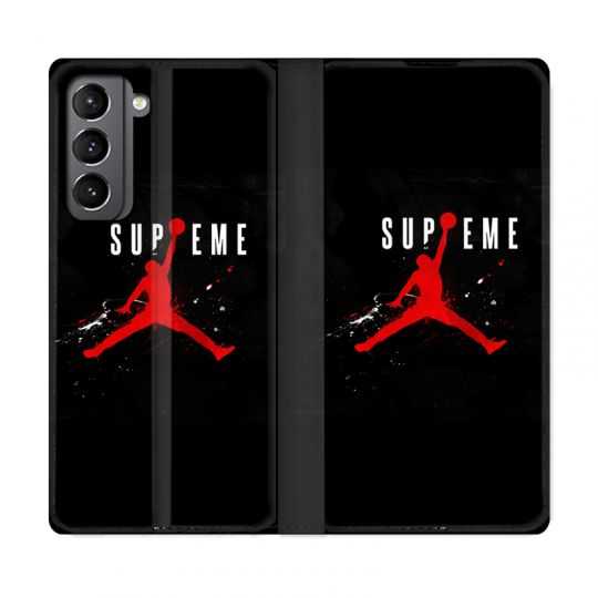 Housse Cuir Portefeuille Pour Samsung Galaxy S21 Jordan Supreme Noir