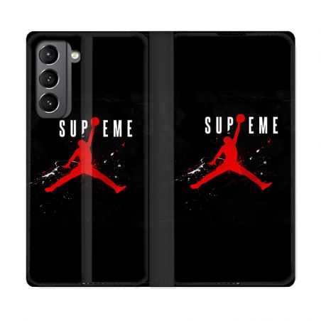 Housse Cuir Portefeuille Pour Samsung Galaxy S21 Jordan Supreme Noir