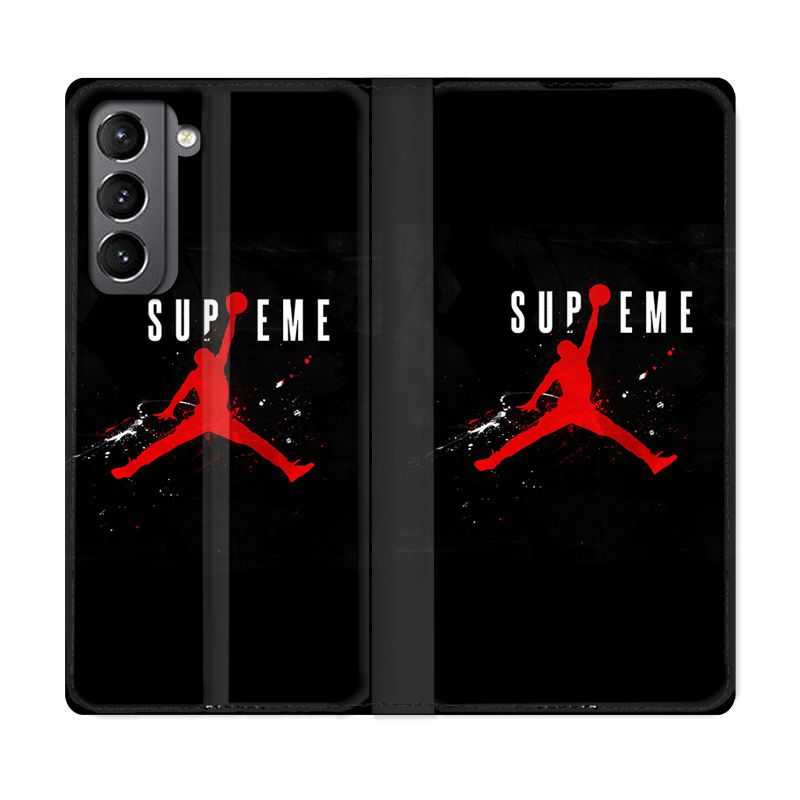 Housse Cuir Portefeuille Pour Samsung Galaxy S21 Jordan Supreme Noir