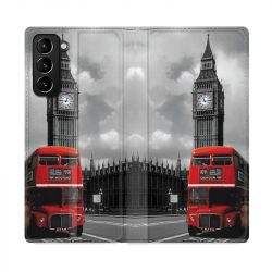 Housse Cuir Portefeuille Pour Samsung Galaxy S21 Plus Angleterre London Bus