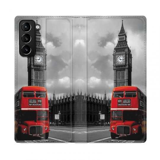 Housse Cuir Portefeuille Pour Samsung Galaxy S21 Plus Angleterre London Bus