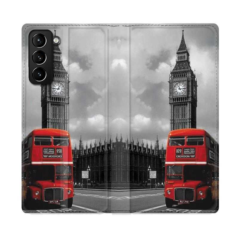Housse Cuir Portefeuille Pour Samsung Galaxy S21 Plus Angleterre London Bus