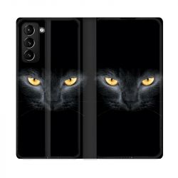 Housse Cuir Portefeuille Pour Samsung Galaxy S21 Plus Chat Noir
