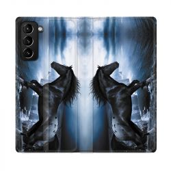 Housse Cuir Portefeuille Pour Samsung Galaxy S21 Plus Cheval Noir