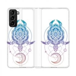 Housse Cuir Portefeuille Pour Samsung Galaxy S21 Plus Animaux Maori Tortue Color