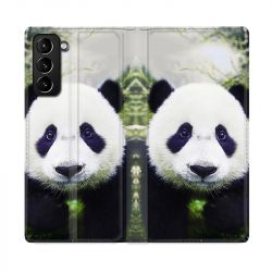 Housse Cuir Portefeuille Pour Samsung Galaxy S21 Plus Panda Color