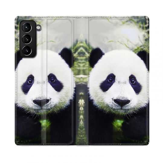 Housse Cuir Portefeuille Pour Samsung Galaxy S21 Plus Panda Color