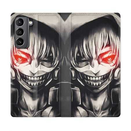 Housse Cuir Portefeuille Pour Samsung Galaxy S21 Plus Manga Kaneki Noir