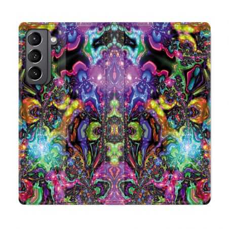 Housse Cuir Portefeuille Pour Samsung Galaxy S21 Plus Psychedelic Colore