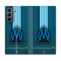 Housse Cuir Portefeuille Pour Samsung Galaxy S21 Plus Olympique Marseille OM Bande
