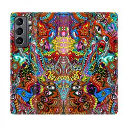 Housse Cuir Portefeuille Pour Samsung Galaxy S21 Plus Psychedelic Yeux