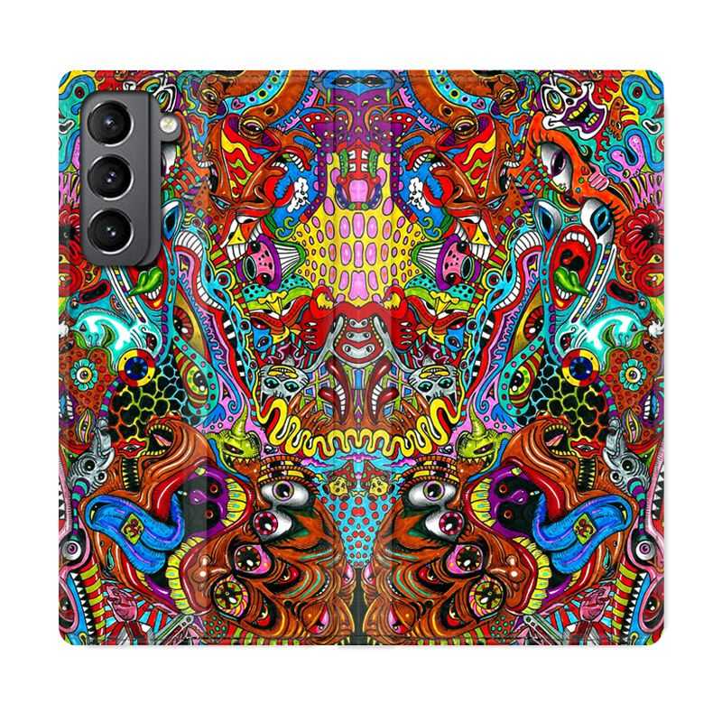 Housse Cuir Portefeuille Pour Samsung Galaxy S21 Plus Psychedelic Yeux
