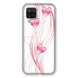 Coque Pour Samsung Galaxy A12 Coeur Rose Montant sur Blanc