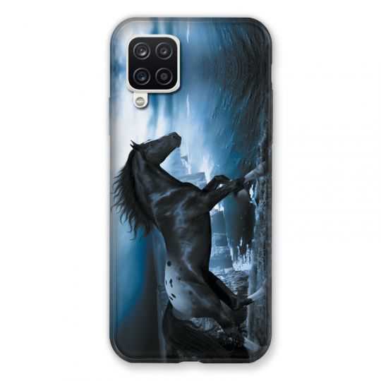 Coque Pour Samsung Galaxy A12 Cheval Noir