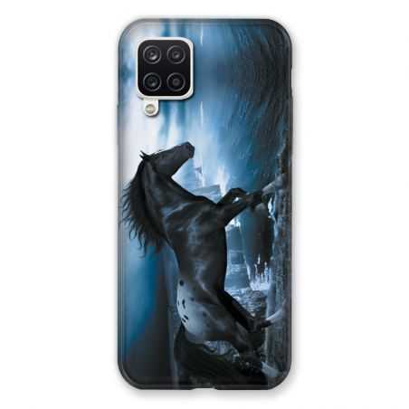 Coque Pour Samsung Galaxy A12 Cheval Noir