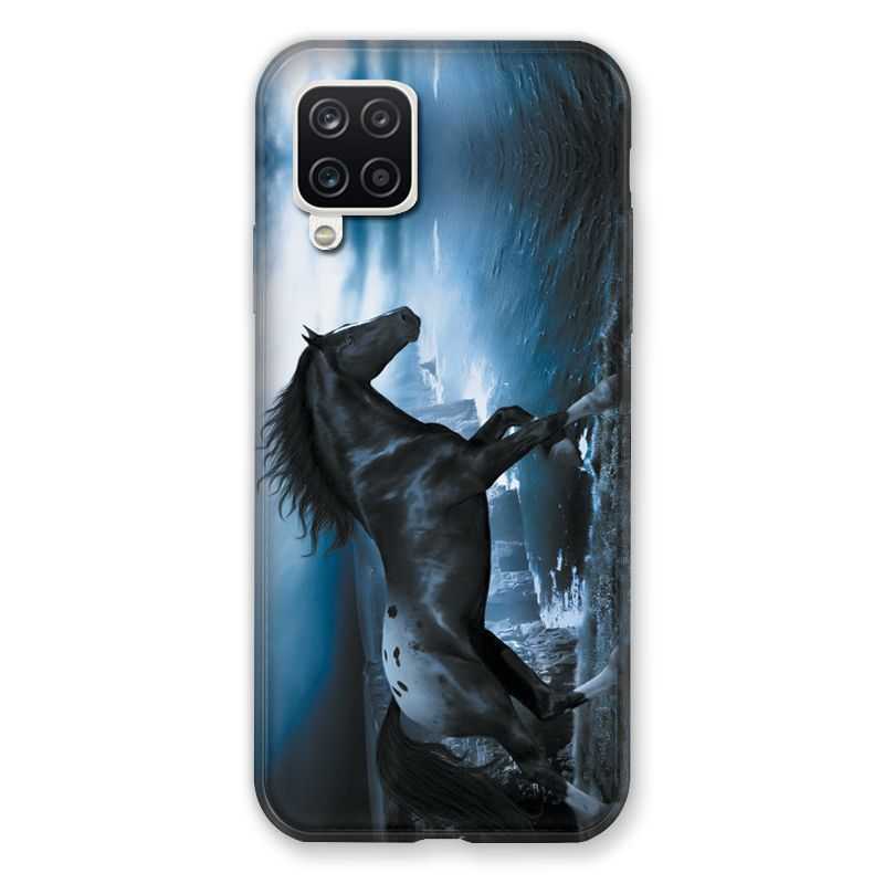 Coque Pour Samsung Galaxy A12 Cheval Noir