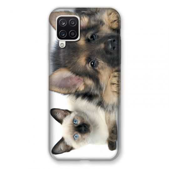 Coque Pour Samsung Galaxy A12 Chien vs Chat
