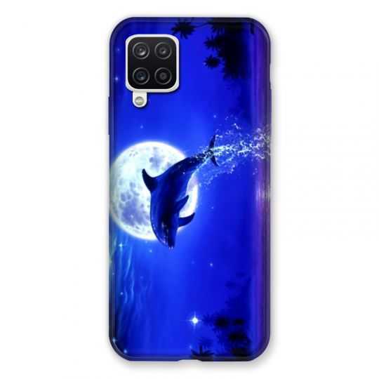 Coque Pour Samsung Galaxy A12 Dauphin Lune