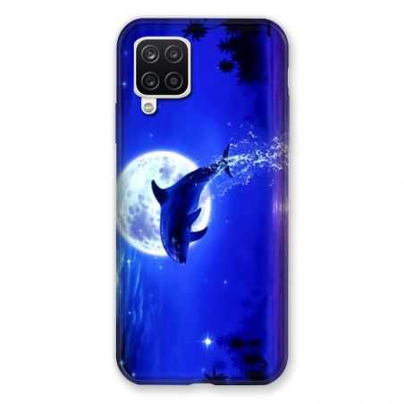 Coque Pour Samsung Galaxy A12 Dauphin Lune