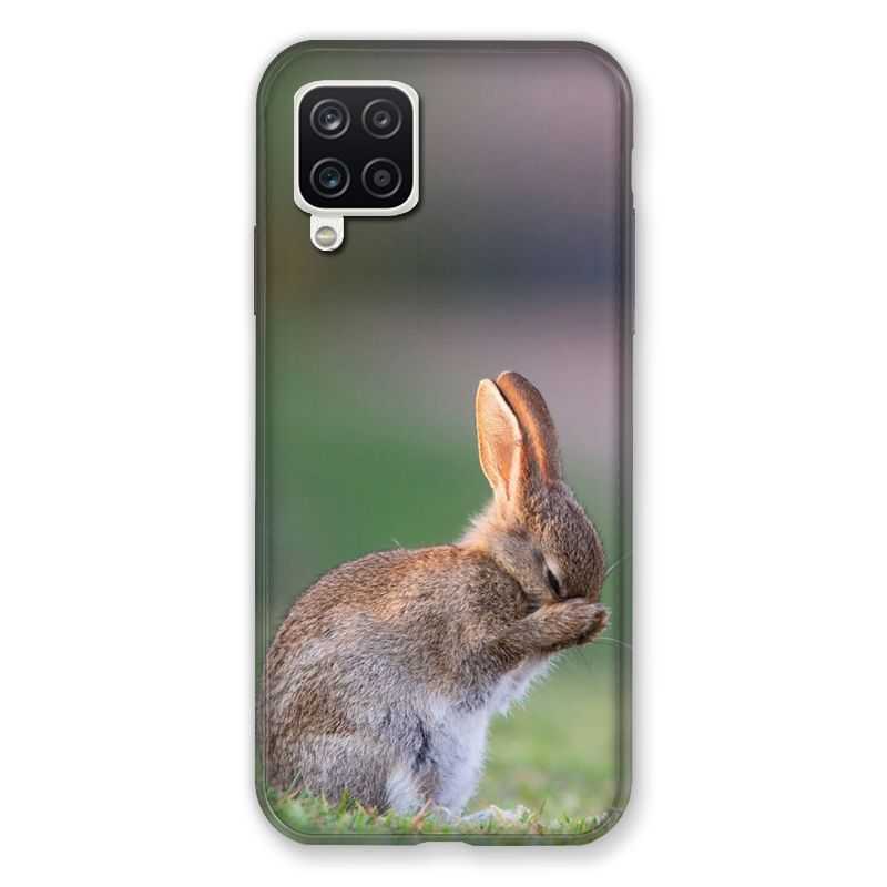 Coque Pour Samsung Galaxy A12 Lapin Marron