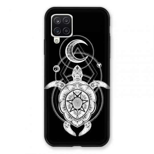 Coque Pour Samsung Galaxy A12 Animaux Maori Tortue Noir