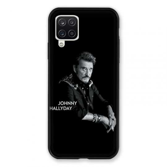 Coque Pour Samsung Galaxy A12 Johnny Hallyday Noir