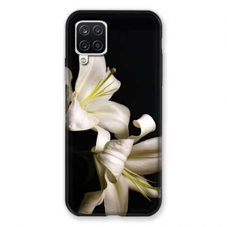 Coque Pour Samsung Galaxy A12 Fleur Lys Noir